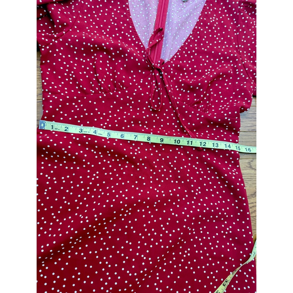 Rihoas Womens The Red V Neck Polka Dot Flounce Mini Dress Medium Flowy Summer - Picture 16 of 16